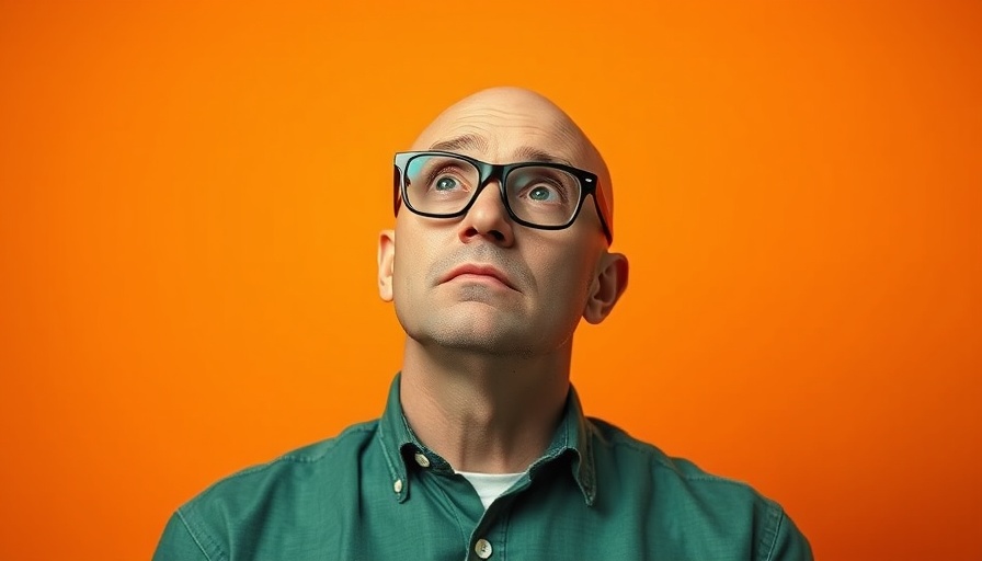 Thoughtful bald man with glasses pondering mistakes vs bad outcomes in entrepreneurship.