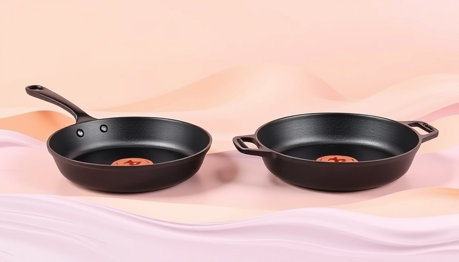 Modern Stargazer cast iron skillet with pastel background for review.