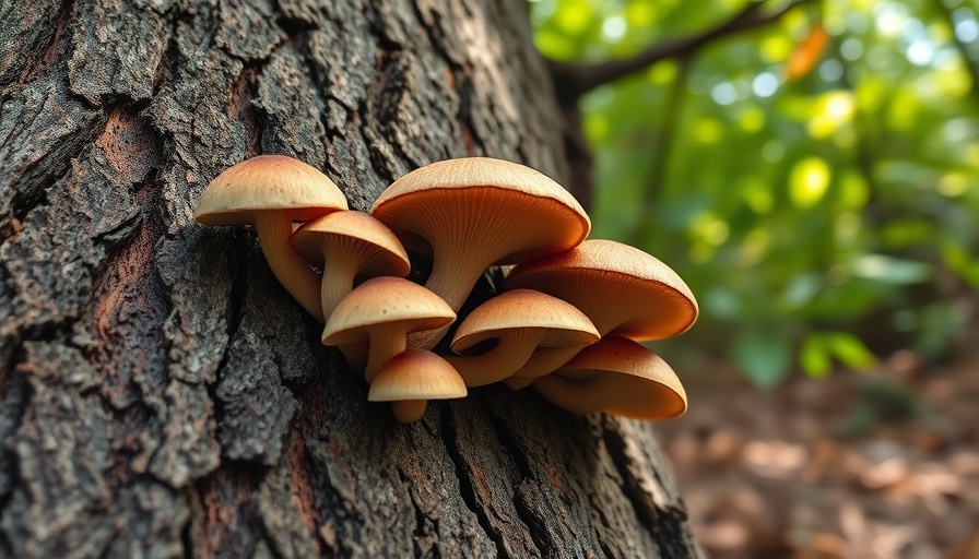 Close-up mushrooms on tree trunk, outdoor activities in Florida.