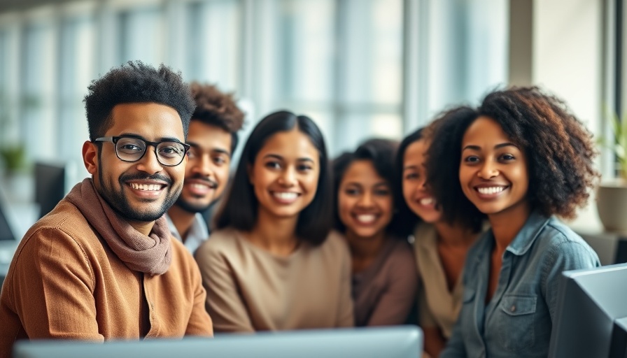 Confident diverse team in office, fostering trust, Photorealistic image.