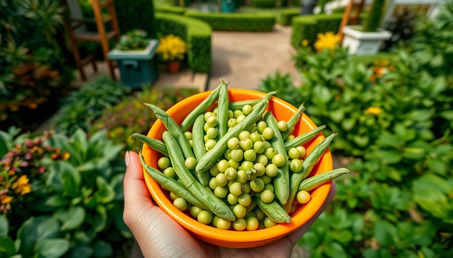 June gardening in Pennsylvania: fresh peas in orange bowl.