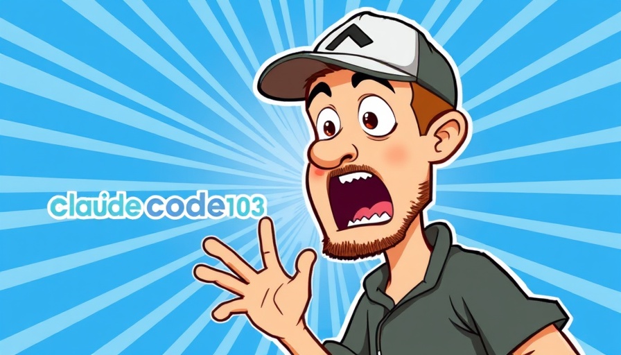 Dynamic cartoon with logos for Claude Code and Google Veo3 in a blue background.