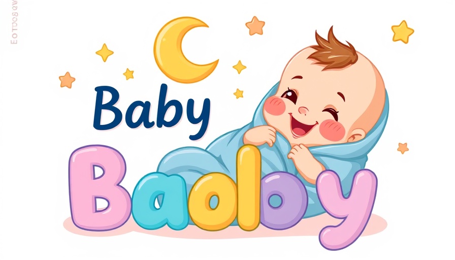 Playful baby advertisement with moon illustration.