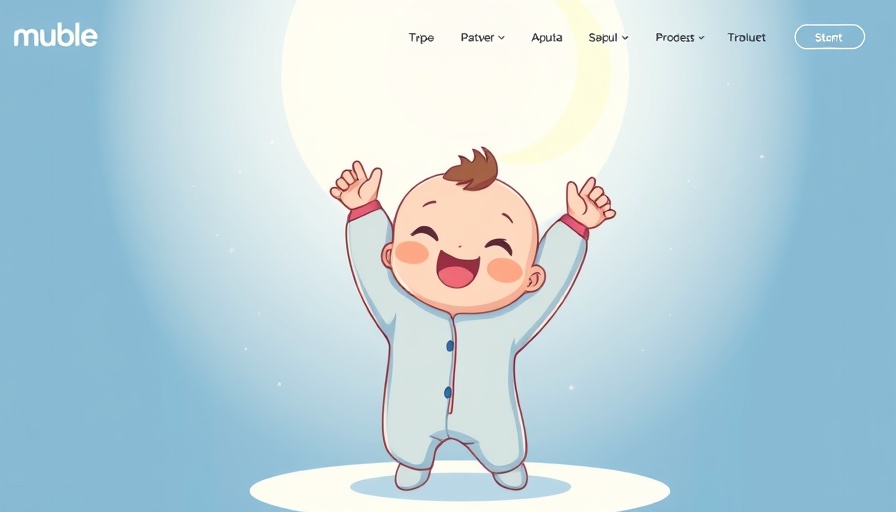 Adorable cartoon baby reaching under stars, soft colors.