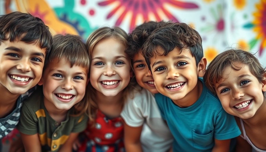 Cheerful children together with vibrant background.