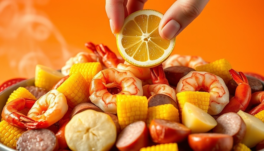 Delicious Red Lobster seafood boil with lemon squeeze