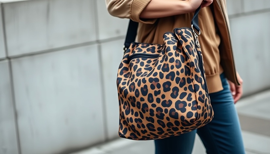 Fashionable leopard print nylon bag in urban setting for Nylon Bag Revival.