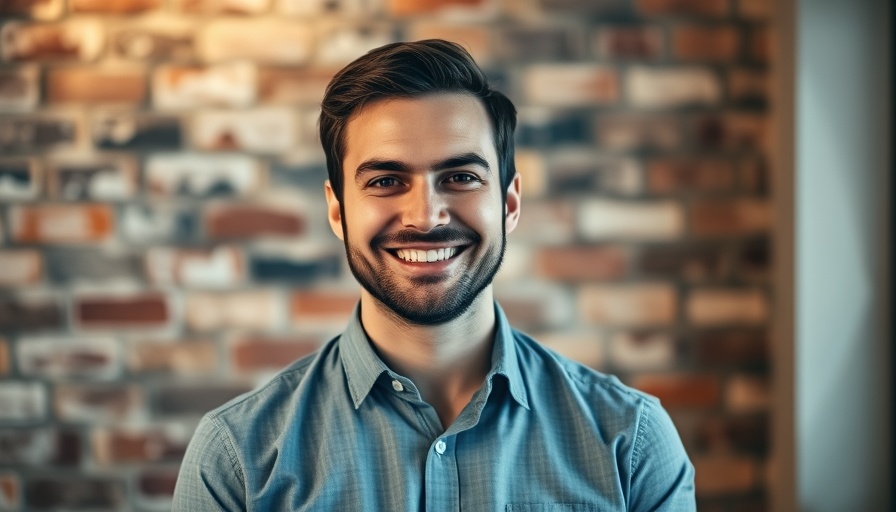 Professional smiling man against brick wall, starting a billboard business