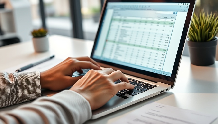 Hands using payroll time tracking software on laptop.