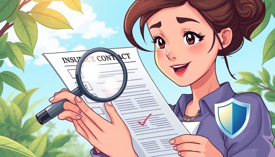Cartoon illustration of a woman checking insurance traps to avoid with a magnifying glass.