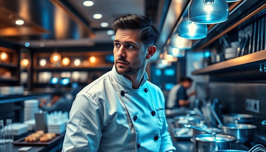 Chef in modern kitchen with kitchen tools inspired by The Bear.
