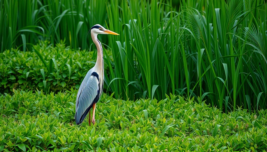 Heron among greenery during outdoor activities in Florida.