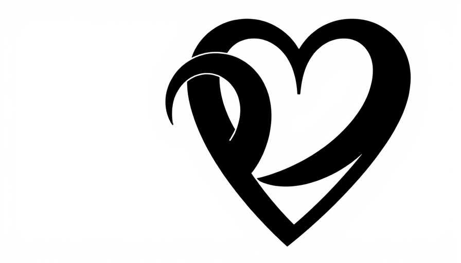 Abstract heart logo, minimalistic design on white.