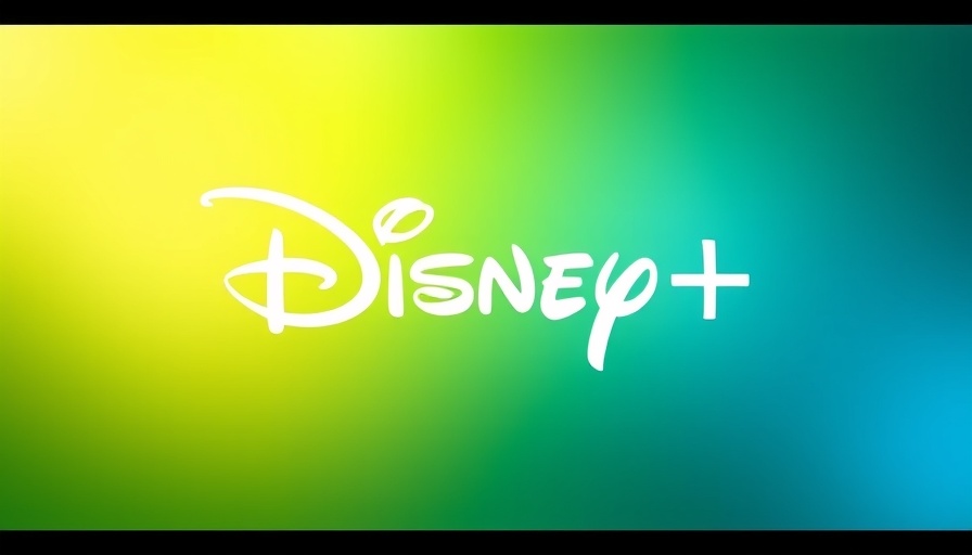 Disney+ logo on a vibrant gradient background.