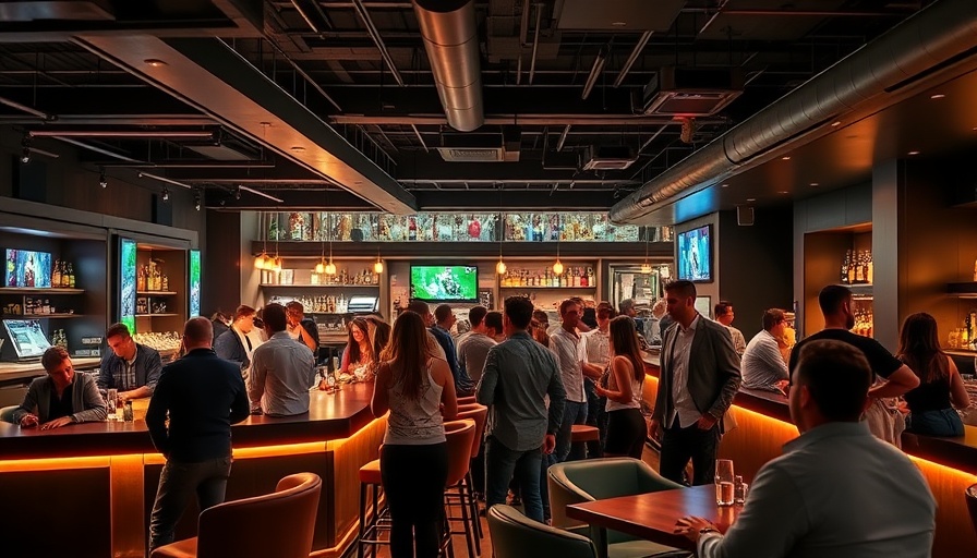 Vibrant bar scene in Los Angeles with engaged patrons.