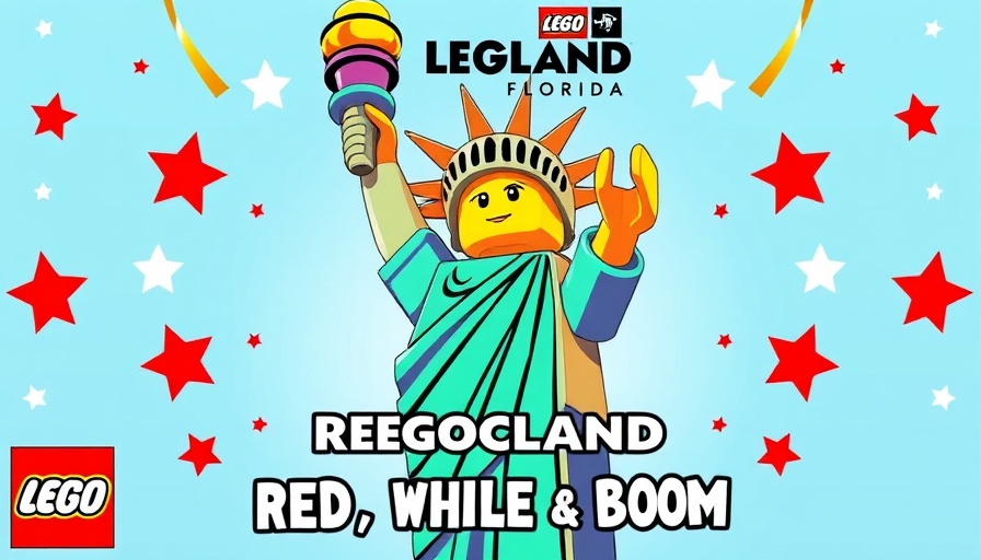 LEGOLAND Florida Fourth of July Celebration poster with LEGO Statue of Liberty.
