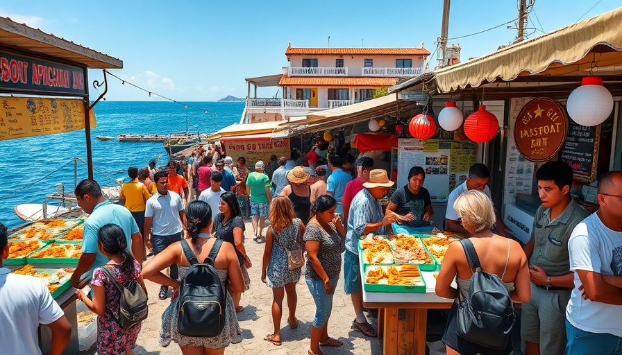 Integrated seafood and tourism hub Malaysia at vibrant coastal market.