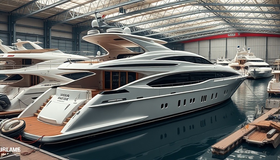 Luxury yacht in shipyard ready for auction.