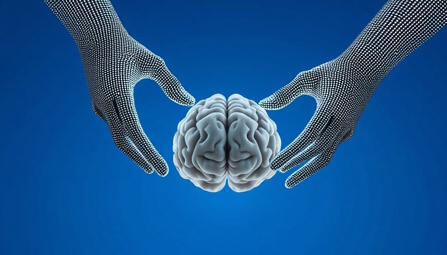 AI tools for productivity visualized with digital hands and brain.