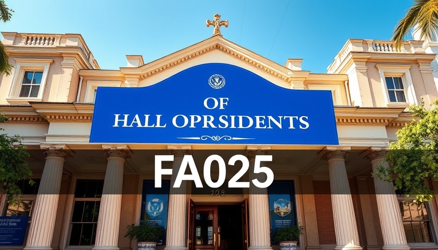 Hall of Presidents reopening sign with 2025 FAQ overlay.