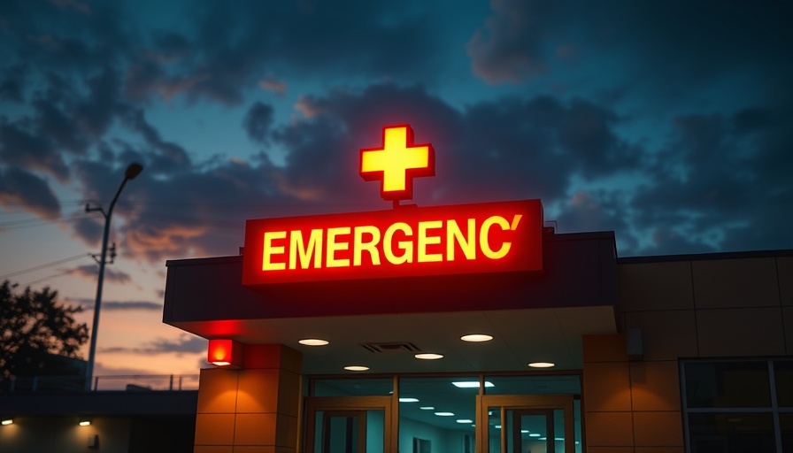 Emergency sign at dusk illustrating financial challenges in healthcare.