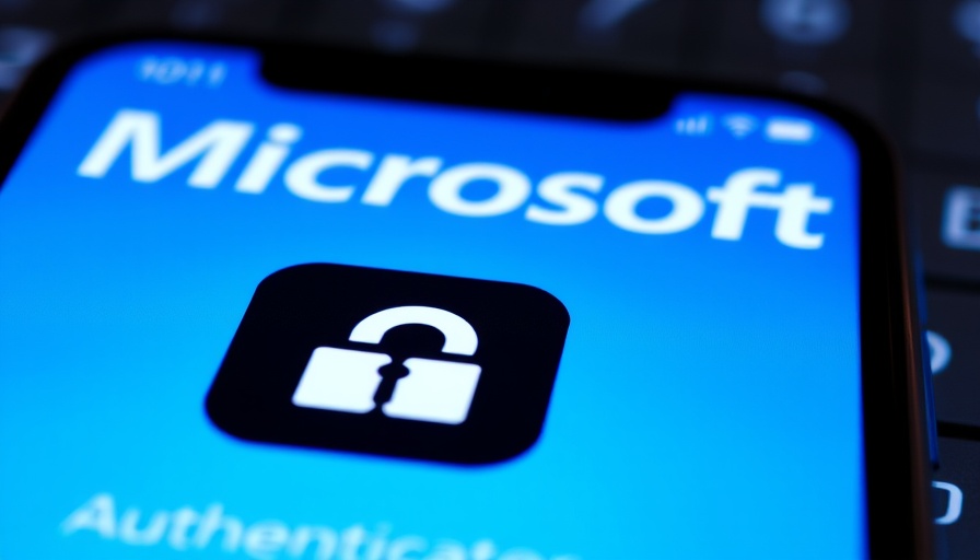 Smartphone with Microsoft Authenticator app against blue background.