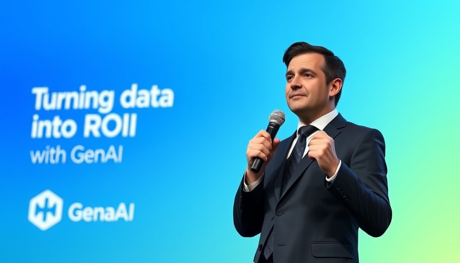 Speaker on turning structured data into ROI with gradient background.
