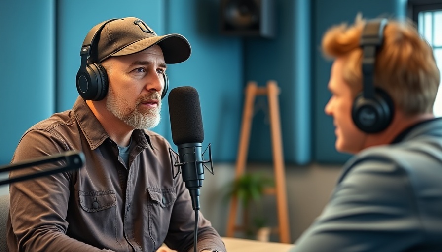 Finding your marketing niche: Man discussing marketing challenges in a podcast studio.