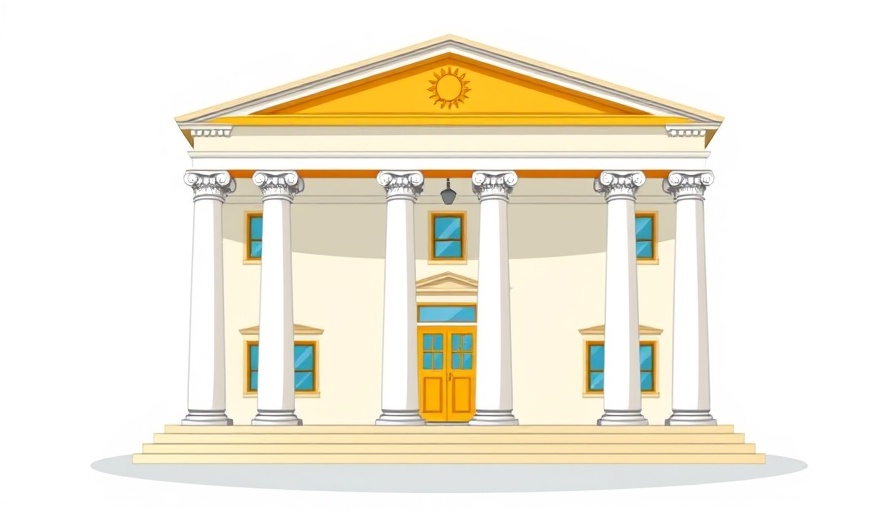 Cartoon courthouse illustrating U.S. Supreme Court Decisions for Small Businesses