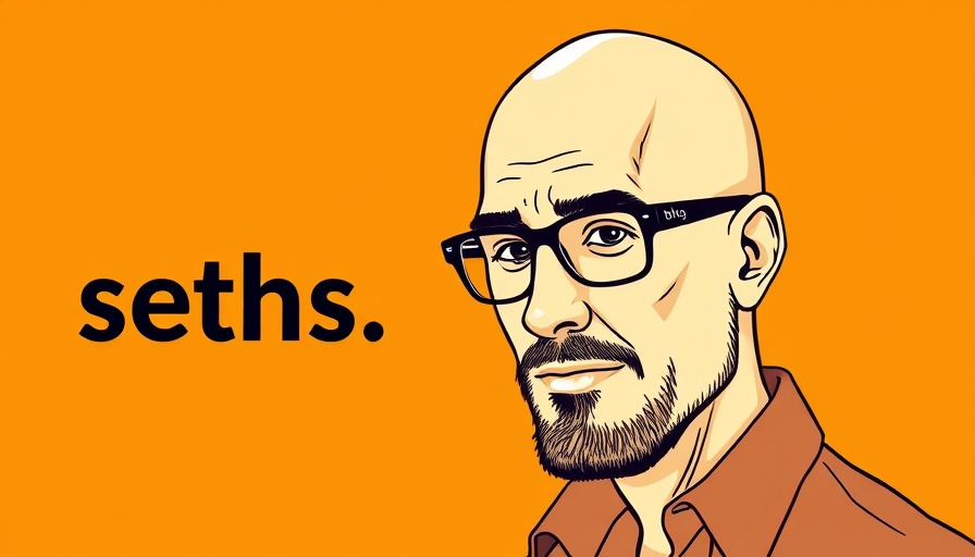 Illustrated portrait with 'seths.blog' on orange background, responsibility in entrepreneurship.