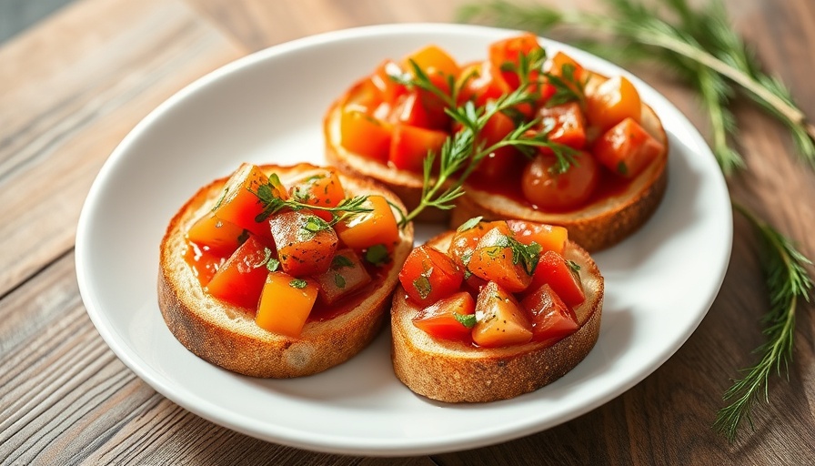 Gourmet tomato bruschetta in fine dining setting for fresh tomato recipes.