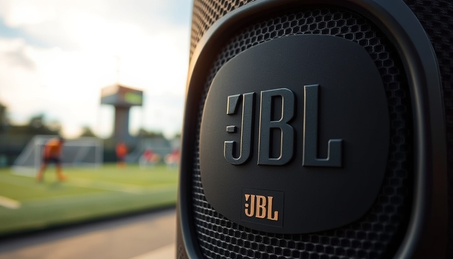 JBL Xtreme 4 speaker outdoors, sports background.