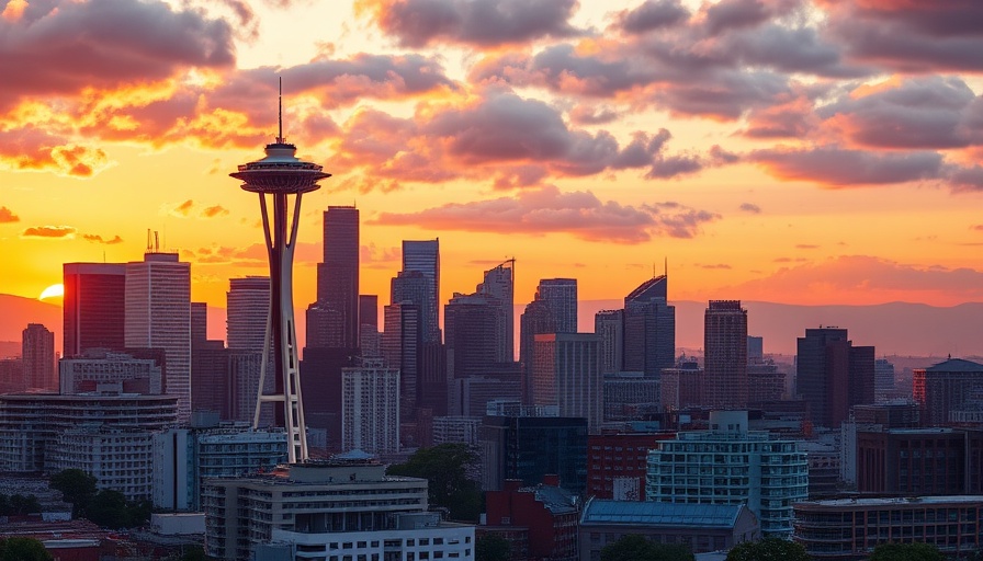 Seattle housing market trends with cityscape illustration.