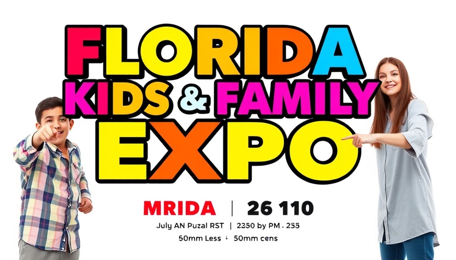 Promotional poster for Florida Kids and Family Expo with event details.