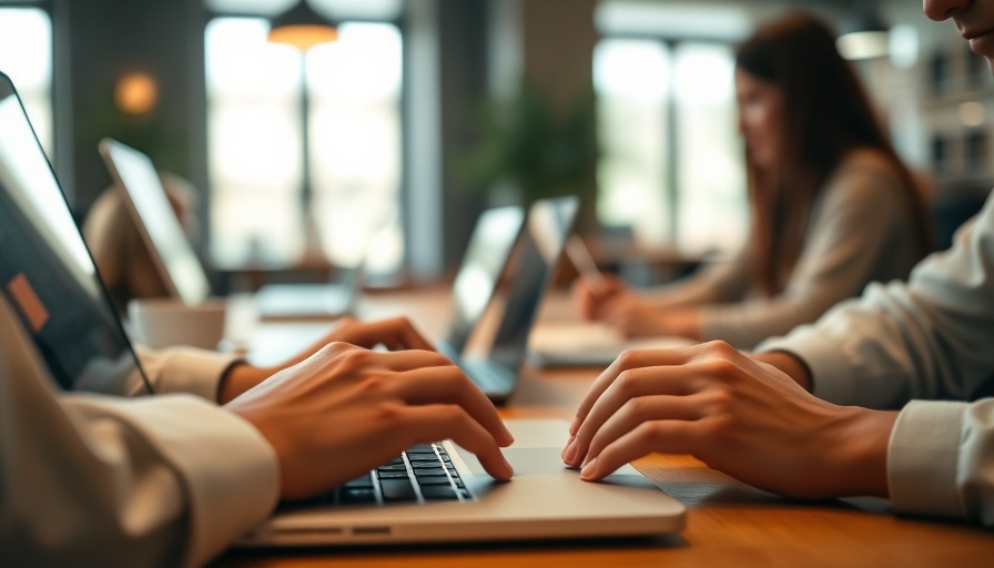 Collaborative teamwork using laptops, AI automation for entrepreneurs.