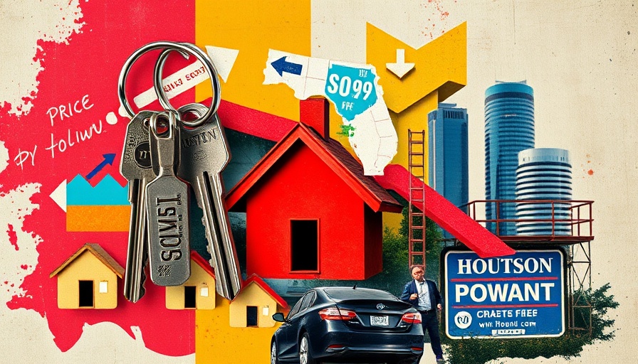 Houston home prices plummeting illustrated by collage.
