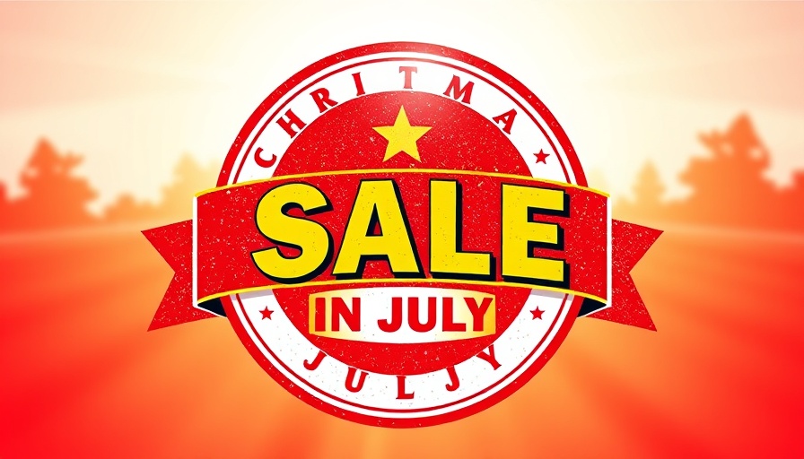 Festive Christmas in July sale logo with sun and stars, marketing strategy