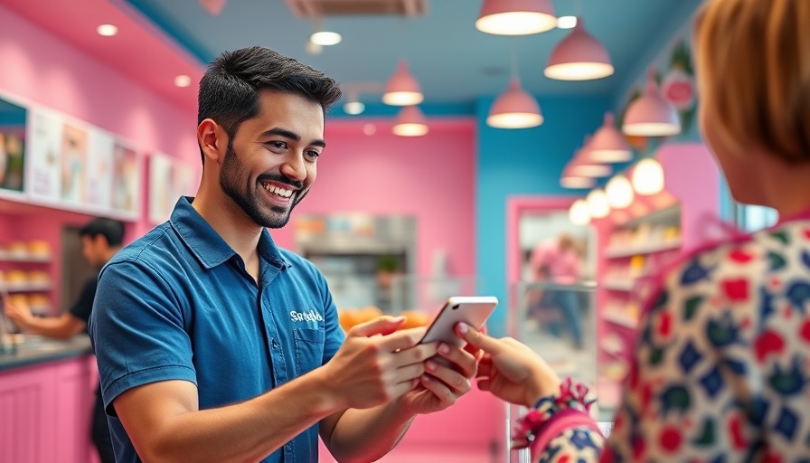 Neil Hershman CEO of Dessert Chain customer visit with phone app.