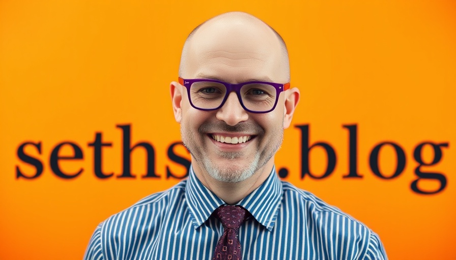 Smiling man in striped shirt against orange background with text 'seths.blog'. Importance of Flailing in Business.