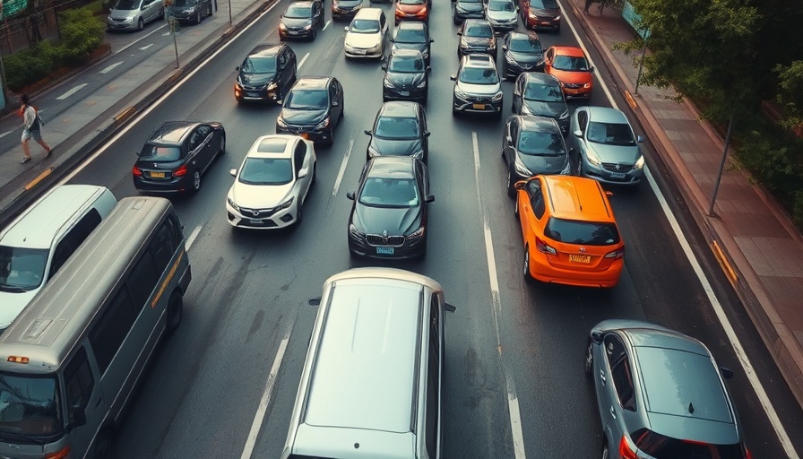 Urban traffic jam overview, AI for entrepreneurs concept.