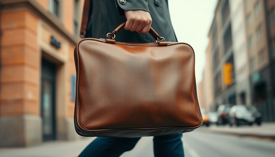 Person carrying leather briefcase for efficient client and project management.