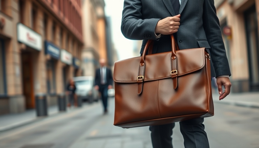 Professional with briefcase managing clients, projects, and sales outdoors