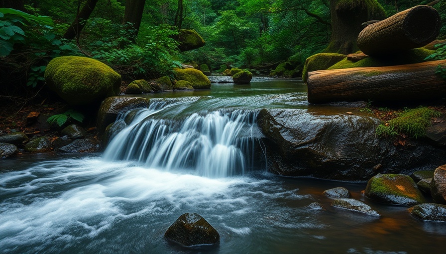 Serene waterfall in Florida forest for outdoor activities