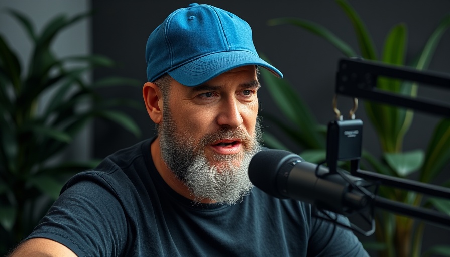 Podcast speaker in studio discussing AI and business growth strategies.