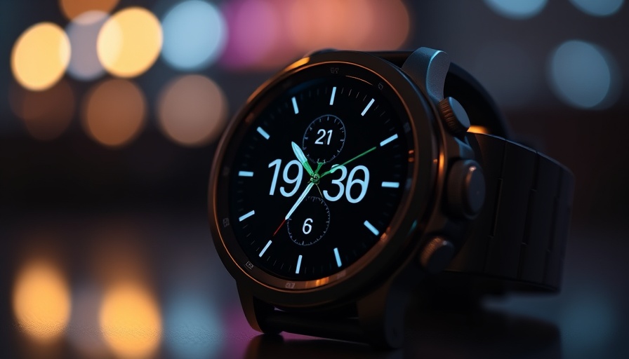 Close-up of a modern smartwatch displaying world clock in dark.