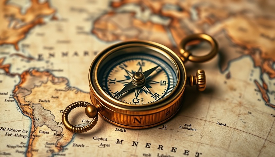 Vintage compass on map symbolizing small business sales plan success.