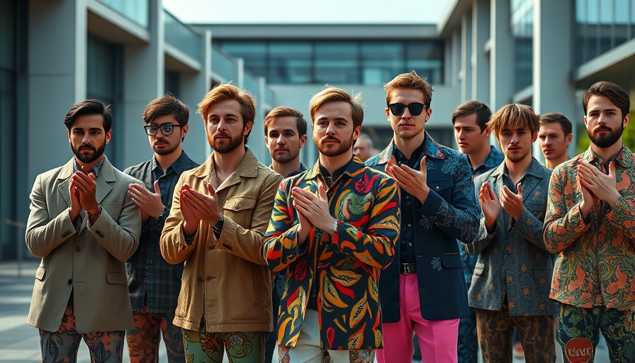 Vivienne Westwood Milan Men's Fashion Week models applauding in diverse fashion.