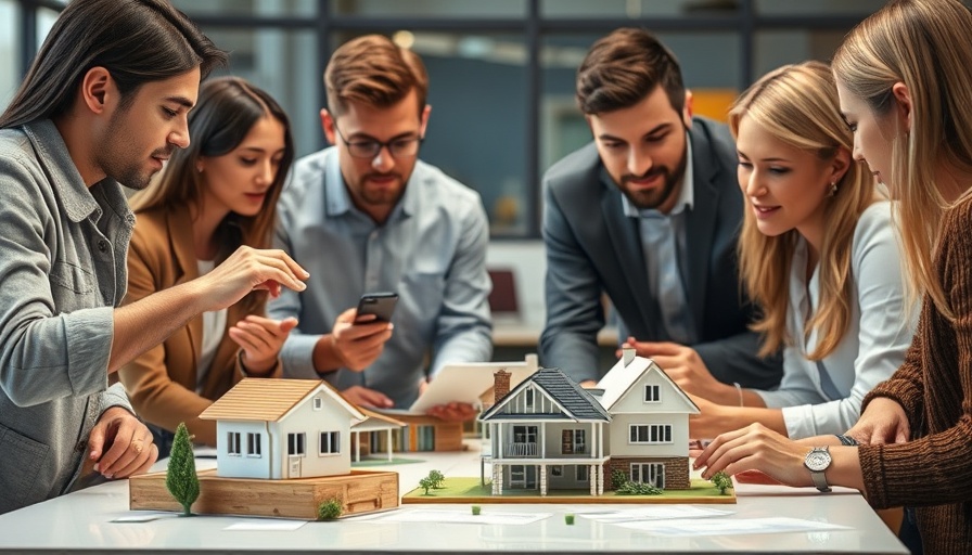 Professionals discussing emerging real estate markets 2025 with model houses.