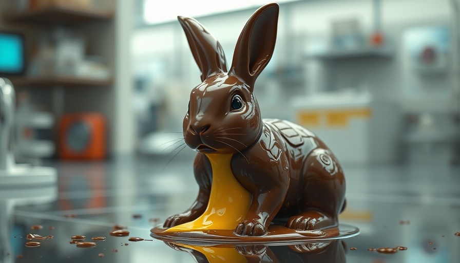 Genesis AI physics engine melting chocolate rabbit demonstration.