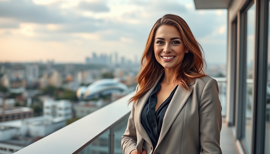 Modern professional woman in Tel Aviv real estate setting.